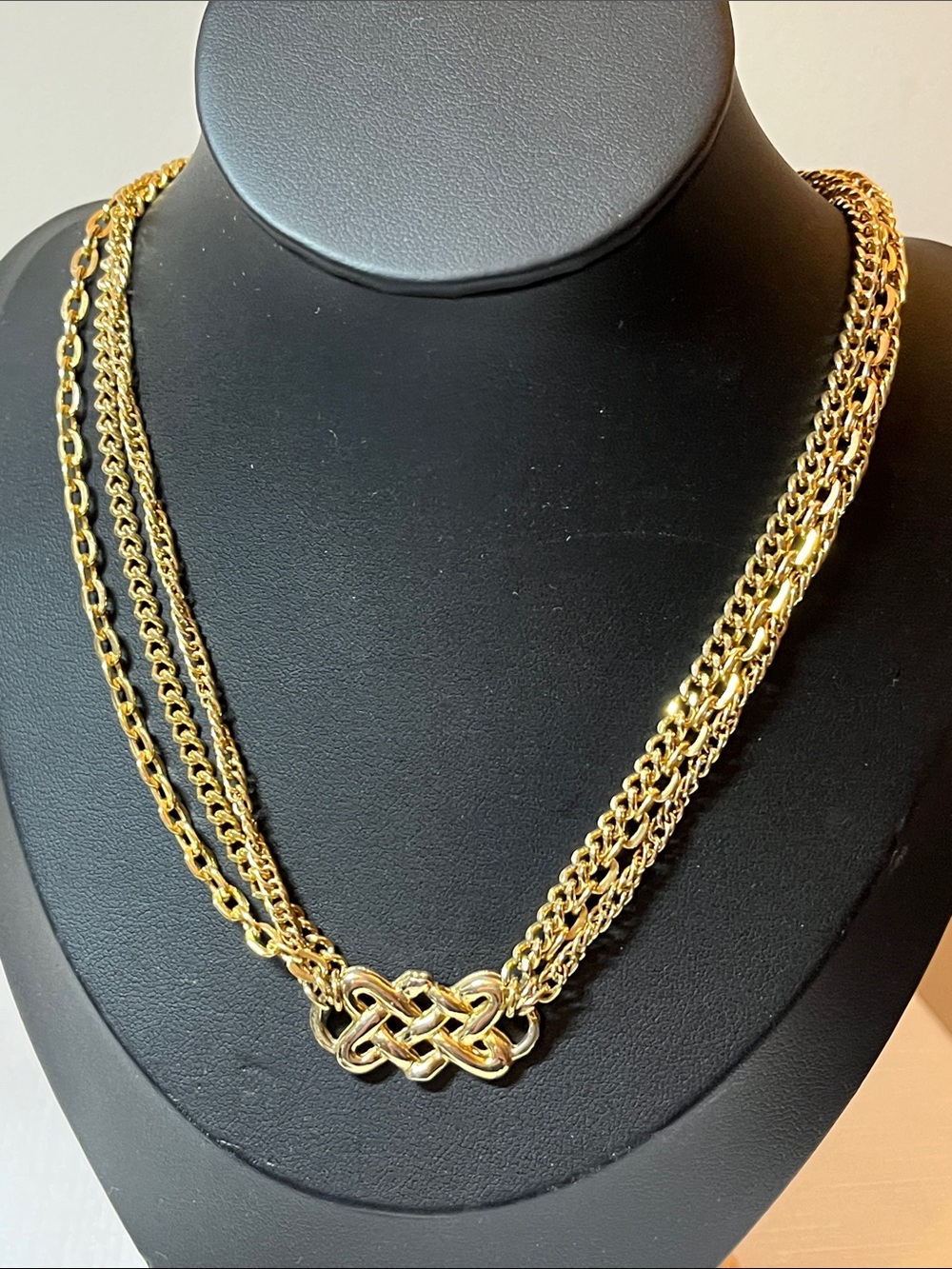 Vintage Gold-Tone Multi-Chain Knot Collar Necklace